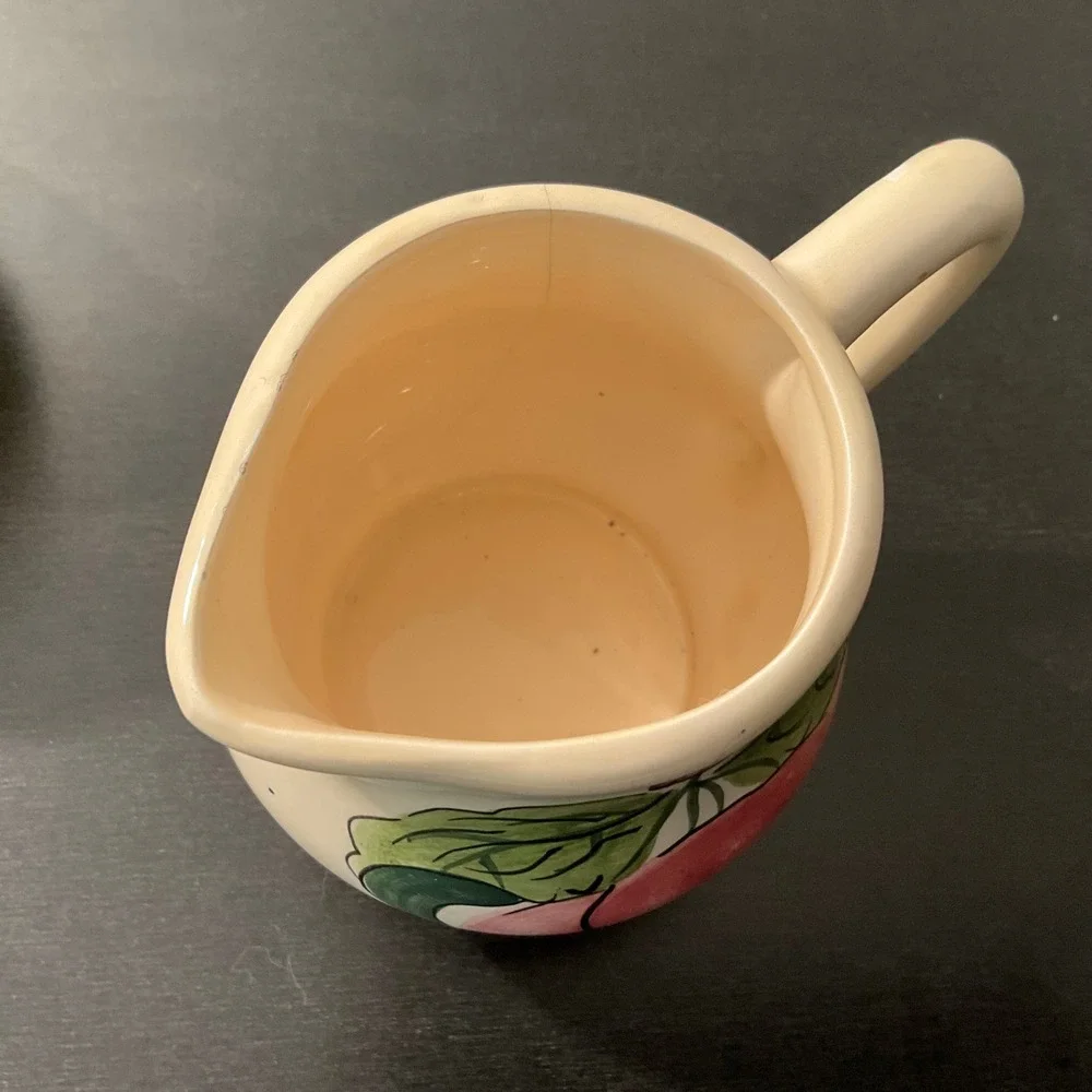 Young's 1996 Creamer & Sugar Bowl Set‎ with Lid Fruit Design Vintage
